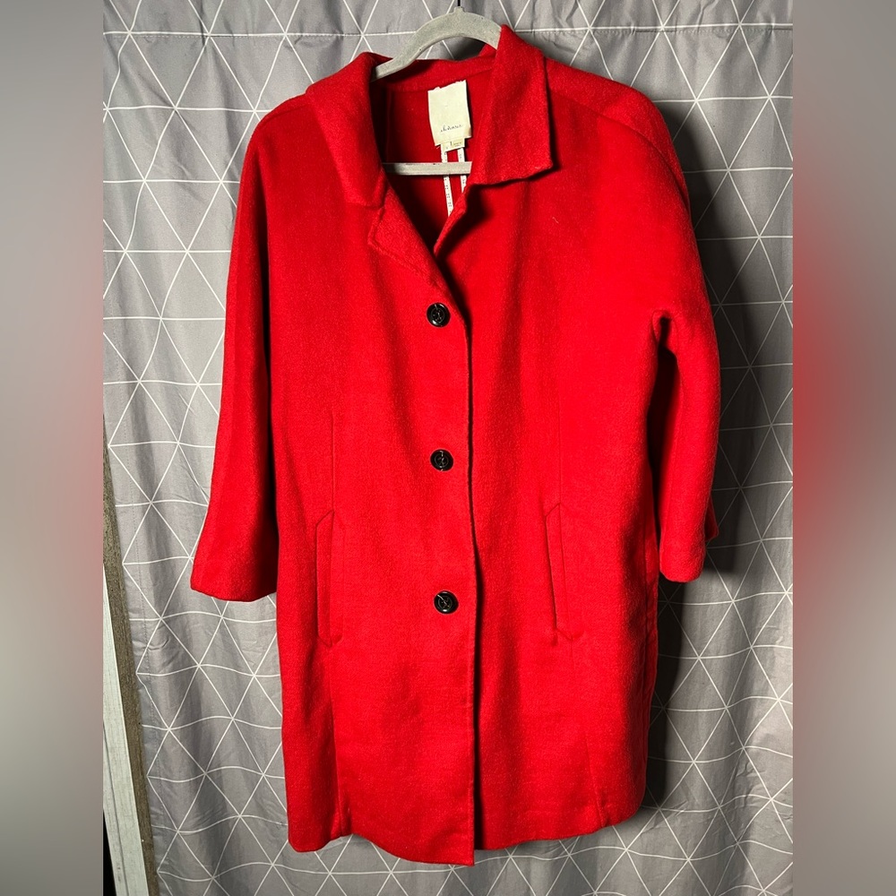 Anthropologie Elevenses Wool blend Red Jacket-‎ Small